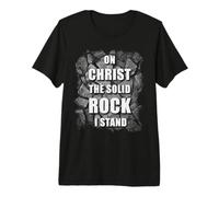 On Christ The Solid Rock I Stand Christian Faith Inspiration Maglietta Premium