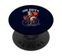 On Duty divertente retro Natale Babbo Natale ragazza vacanza in bicicletta PopSockets PopGrip Adesivo