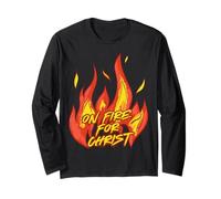 On Fire For Christ Is Lord Men & Boys Christian Faith & Speranza Maglia a Manica