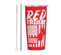 On Friday Wear Bicchiere da viaggio sottile in acciaio inossidabile rosso, tazza da caffè isolata sottile a doppia parete da 20 Oz con coperchio a prova di spruzzi, cannuccia e spazzola per la pulizi