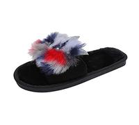 On Keep Warm Donne Pantofole Piatte Colore Aperto Peluche Casa Scarpe Toe Peloso Donna Pantofole Vino Taglia 9, Blu, 38.5 EU