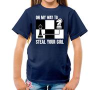 On My Modo Per D'Acciaio Il Ragazza - T-Shirt - Scacchi Lettore Re Regina