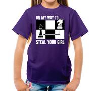 On My Modo Per D'Acciaio Il Ragazza - T-Shirt - Scacchi Lettore Re Regina