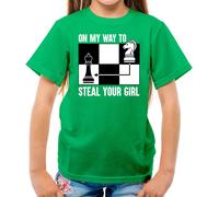 On My Modo Per D'Acciaio Il Ragazza - T-Shirt - Scacchi Lettore Re Regina