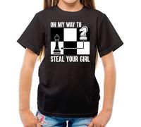 On My Modo Per D'Acciaio Il Ragazza - T-Shirt - Scacchi Lettore Re Regina