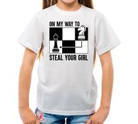 On My Modo Per D'Acciaio Il Ragazza - T-Shirt - Scacchi Lettore Re Regina