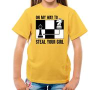 On My Modo Per D'Acciaio Il Ragazza - T-Shirt - Scacchi Lettore Re Regina