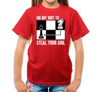 On My Modo Per D'Acciaio Il Ragazza - T-Shirt - Scacchi Lettore Re Regina