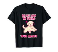On my way to steal your heart Cucciolo Labrador Divertente Cane Rosa Maglietta