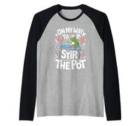 On My Way to Stir The Pot, divertente scherzo grafico sul sarcasmo di una rana Maglia con Maniche Raglan