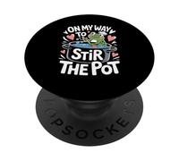 On My Way to Stir The Pot, divertente scherzo grafico sul sarcasmo di una rana PopSockets PopGrip Adesivo