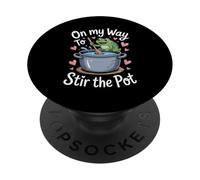 On My Way to Stir The Pot, divertente scherzo grafico sul sarcasmo di una rana PopSockets PopGrip Adesivo