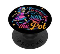 "On My Way To Stir The Pot Skeleton Fun PopSockets PopGrip Adesivo