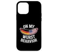 On My Wurst Behavior Oktoberfest Funny German American Flags Custodia per iPhone 12 mini