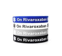On Rivaroxaban Medical Alert Wristband Blood Thinner Awareness (confezione da 4) (Medium 18cm)