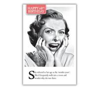 On The Ceiling, biglietto di auguri per il 60° compleanno per lei, biglietto di auguri per 60 anni, si riferisce alla sua età come "Wonder Years", bianco e nero