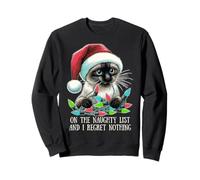 On The Naughty List & I Remret Nothing Siamese Cat Christmas Felpa