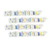 On The Wall Birthday Boy - Striscione in carta riciclabile, 260 cm, stampa moderna, leggera, da appendere, per feste, tavolo, porta (confezione da 4)