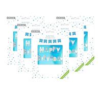 On The Wall - Festone con scritta "Happy Birthday", 4 metri, con 10 bandiere, riutilizzabili, da appendere, per feste, pareti, porte, interni ed esterni, confezione da 5