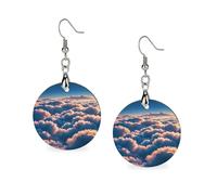 On Top of The Cloud, orecchini in legno da donna, eleganti gioielli vintage in legno, orecchini leggeri per matrimoni, feste, regalo di tutti i giorni, Circular, Legno, Legno