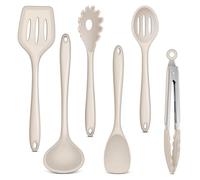 Onader Set di 6 utensili da cucina in silicone, set di utensili da cucina, antiaderenti, resistenti al calore, per cucinare, lavabili in lavastoviglie, colore: kaki