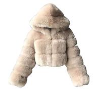 OnaiC Cappotto di Pelliccia da Donna Taglie Forti - Giacca in Pile con Cappuccio Teddymantel Corta Giubbotto in Ecopelliccia Plüsh Caldo Giubbotto Trapuntato Flausching Imbottito Giacca di Transizione