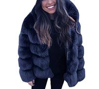 OnaiC Cappotto in Pelliccia Sintetica da Donna - Giacca con Cappuccio in Pelliccia Sintetica Soffice, Giacca Trapuntata con Pelliccia Sintetica, Giacca in Pelliccia Sintetica con Maniche Lunghe