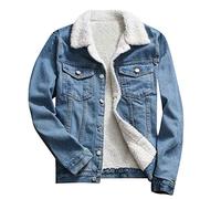 OnaiC Giacca di jeans foderata da donna invernale - Giacca in denim con pelliccia, revers in pelliccia, mantello in pile, jeans invernali con maniche lunghe, antivento, giacca corta, invernale, in