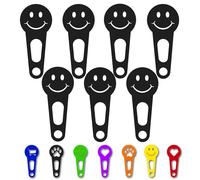 OnAir® Gettoni per carrello della spesa con sgancio rapido; portachiavi con gettone per carrello; gettone per carrello staccabile subito (Happy Face, Nero, 7 pezzi)