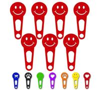 OnAir® Gettoni per Carrello Spesa con Portachiavi - Gettoni Subito Estraibili, Facili da Usare e da Reinserire (Happy Face, Rosso, 7 pezzi)