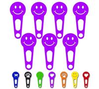 OnAir® Gettoni per Carrello Spesa con Portachiavi - Gettoni Subito Estraibili, Facili da Usare e da Reinserire (Happy Face, Viola, 7 pezzi)