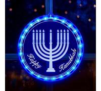 ONANNA Decorazioni illuminate Hanukkah blu Chanukah luci per finestra per ebraismo ebraico sinagoga pasqua Shabbat Natale lampada da appendere ornamento per casa ufficio decorazione interna ed esterna