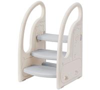 Onasti Scaletta gradini, Sgabello a tre gradini per bambini, Sedile per Addestramento per WC, Scaletta Bagno per bambini, Multifunzione, Regolabile in Altezza, Funzione Antiscivolo - (Grigio)
