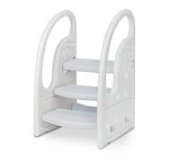 Onasti Scaletta gradini, Sgabello a tre gradini per bambini, Sedile per Addestramento per WC, Scaletta Bagno per bambini, Multifunzione, Regolabile in Altezza, Funzione Antiscivolo - (Grigio)