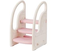 Onasti Scaletta gradini, Sgabello a tre gradini per bambini, Sedile per Addestramento per WC, Scaletta Bagno per bambini, Multifunzione, Regolabile in Altezza, Funzione Antiscivolo - (Rosa)