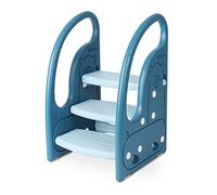 Onasti Scaletta gradini, Sgabello a tre gradini per bambini, Sedile per Addestramento per WC, Scaletta Bagno per bambini, Multifunzione, Regolabile in Altezza, Funzione Antiscivolo - (Blu)