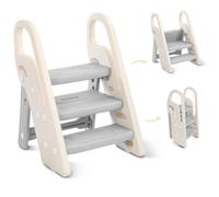 Onasti Torre di Apprendimento per Bambini, Learning Tower,Torre Montessoriana Pieghevole e Regolabile in Altezza per Bambini per Bancone Cucina Lavandino Bagno, Torretta Montessoriana (Grigio)