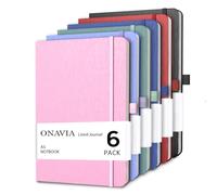 ONAVIA Diario a righe formato A5, blocco note a righe da 7 mm, diario per scrivere, lavoro, scuola, viaggi e prendere appunti, copertina rigida, 160 pagine (80 fogli), 14,7 x 21,1 cm, confezione da 6
