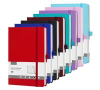 ONAVIA Taccuino A5 foderato (21 × 14 cm), Classico taccuino di carta a righe per scrivere, blocco note in pelle rigida con passante per penna - 160 pagine, 8 Pack (Multicolore)