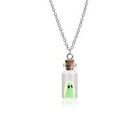 ONBRIG Collana con fantasma adottare un fantasma in un barattolo, collana per donne e uomini, collana con ciondolo a forma di fantasma in bottiglia, collana con ciondolo a forma di fantasma al buio