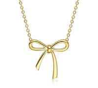 ONBRIG Collana con fiocco in oro per le donne Collana con ciondolo a fiocco delicato carino piccolo nastro collana placcata oro 18 carati gioielli con fiocco per le donne, 15.74 inch, Metallo, Nessuna