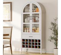 ONBRILL Armadietto alto 180,3 cm, armadietti ad arco con porta, stazione per whisky con portabottiglie e supporto per bicchieri, armadietto per bar liquori, per casa, cucina, soggiorno, sala da pranzo