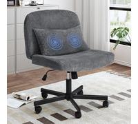 ONBRILL Criss Cross Sedia con ruote, sedia da ufficio con gambe incrociate massaggianti con cuscino in spugna a doppio strato, ampia sedia da scrivania senza braccioli in velluto a coste con schienale