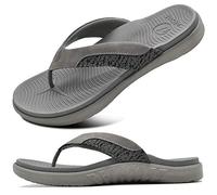 ONCAI Infradito da Uomo Spiaggia Estiva In Pelle Punta Post Sandali Ortopedico Arch Support Scivoli Sportivi Yoga Suola In Schiuma Pantofole Grigio EU 43