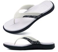 ONCAI Infradito da Uomo Spiaggia Estiva In Pelle Punta Post Sandali Ortopedico Arch Support Scivoli Sportivi Yoga Suola In Schiuma Pantofole Bianco Nero EU 45