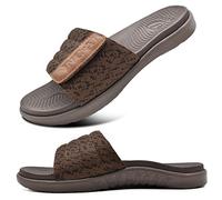 ONCAI Marrone Ciabatta Uomo per Spiaggia e Piscina Punta Aperta Estiva Sandalo Supporto per arco Pantofole Suola in Schiuma Adulto Sandali Taglia 42