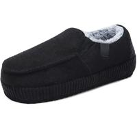 ONCAI Pantofole da Uomo Invernali in Comfort Cotone Strisce feltro, Caldi Chiusi Sul Retro in Velluto a Coste, Yoga Mat Suole in Antiscivolo Gomma Interni ed Esterni Taglia Nero 45