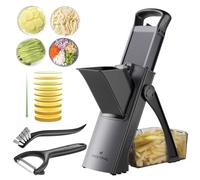 ONCE FOR ALL Mandolina Affettatrice di verdure Spessore regolabile Patate Cipolla Chopper Kitchen Chopping Artifact Multifunzionale Cutte (Nero + coltello)