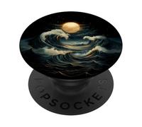 Onda Blu Luna Piena Mistico Boho Strega Zen Donne All'aperto PopSockets PopGrip Adesivo