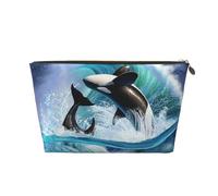 Onda delle orche assassine dell'Orca, Borsa per il trucco Borsa per cosmetici Borsa da toilette da viaggio portatile Borsa da toilette